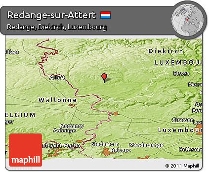 Physical Panoramic Map of Redange-sur-Attert