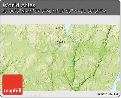 Physical 3D Map of the Area around 49° 43' 37" N, 71° 19' 29" W