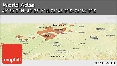 Physical Panoramic Map of the Area around 49° 43' 37" N, 73° 10' 30" E