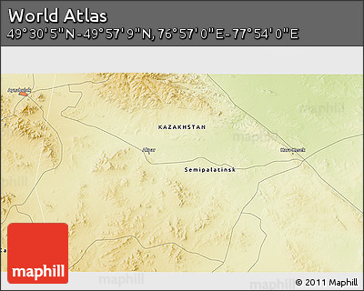 Physical 3D Map of the Area around 49° 43' 37" N, 77° 25' 30" E