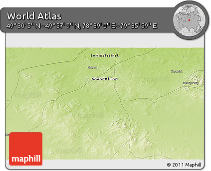 Physical 3D Map of the Area around 49° 43' 37" N, 79° 7' 30" E