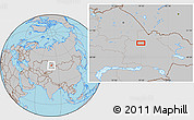 Gray Location Map of the area around 49° 43' 37" N, 79° 7' 30" E