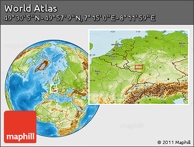 Physical Location Map of the Area around 49° 43' 37" N, 7° 43' 29" E