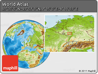 Physical Location Map of the Area around 49° 43' 37" N, 7° 43' 29" E