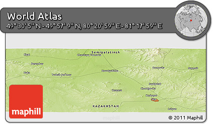 Physical Panoramic Map of the Area around 49° 43' 37" N, 80° 49' 29" E