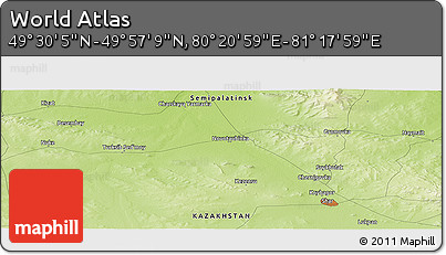 Physical Panoramic Map of the Area around 49° 43' 37" N, 80° 49' 29" E