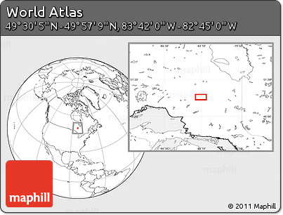 Blank Location Map of the Area around 49° 43' 37" N, 83° 13' 29" W