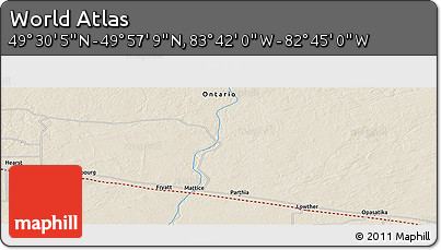 Shaded Relief Panoramic Map of the Area around 49° 43' 37" N, 83° 13' 29" W
