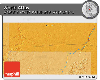 Political 3D Map of the Area around 49° 43' 37" N, 84° 55' 30" W