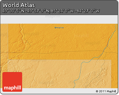Political 3D Map of the Area around 49° 43' 37" N, 84° 55' 30" W