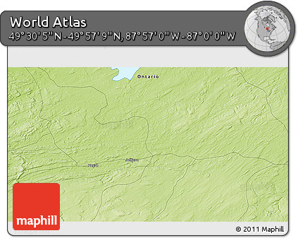 Physical 3D Map of the Area around 49° 43' 37" N, 87° 28' 29" W