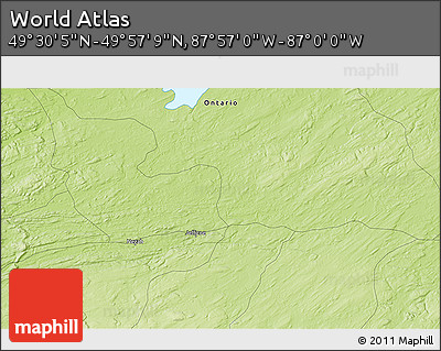 Physical 3D Map of the Area around 49° 43' 37" N, 87° 28' 29" W