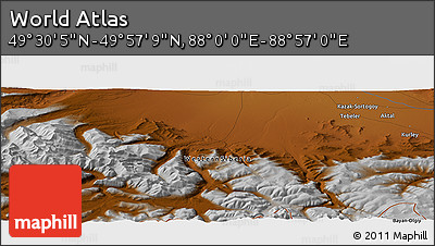 Physical Panoramic Map of the Area around 49° 43' 37" N, 88° 28' 29" E