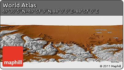 Physical Panoramic Map of the Area around 49° 43' 37" N, 88° 28' 29" E