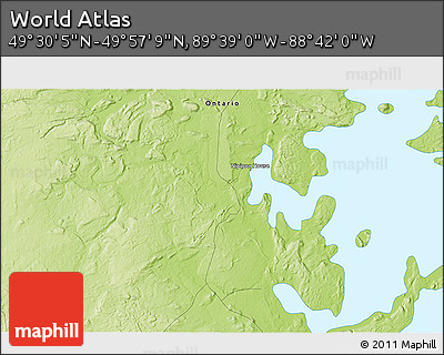 Physical 3D Map of the Area around 49° 43' 37" N, 89° 10' 30" W