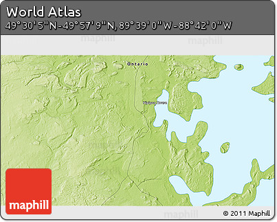 Physical 3D Map of the Area around 49° 43' 37" N, 89° 10' 30" W
