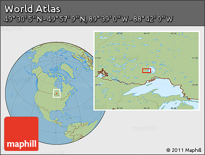 Savanna Style Location Map of the Area around 49° 43' 37" N, 89° 10' 30" W