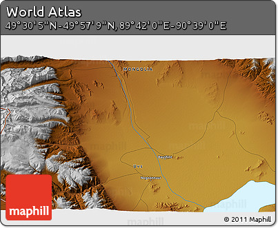 Physical 3D Map of the Area around 49° 43' 37" N, 90° 10' 30" E