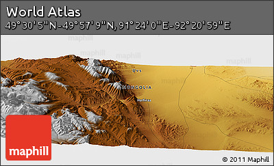 Physical Panoramic Map of the Area around 49° 43' 37" N, 91° 52' 30" E