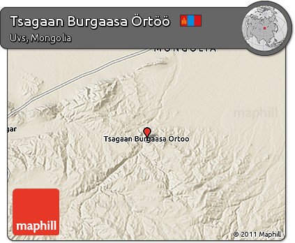 Shaded Relief 3D Map of Tsagaan Burgaasa Örtöö