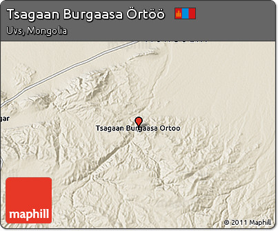 Shaded Relief 3D Map of Tsagaan Burgaasa Örtöö