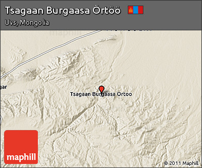 Shaded Relief 3D Map of Tsagaan Burgaasa Örtöö