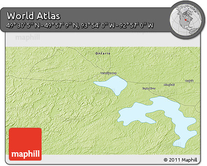 Physical 3D Map of the Area around 49° 43' 37" N, 93° 25' 30" W