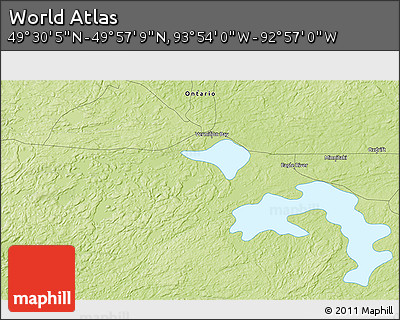 Physical 3D Map of the Area around 49° 43' 37" N, 93° 25' 30" W