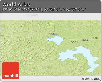 Physical 3D Map of the Area around 49° 43' 37" N, 93° 25' 30" W