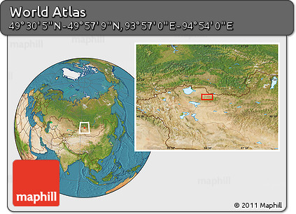Satellite Location Map of the Area around 49° 43' 37" N, 94° 25' 30" E