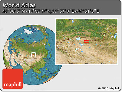 Satellite Location Map of the Area around 49° 43' 37" N, 94° 25' 30" E