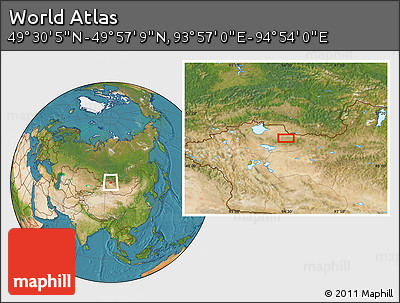 Satellite Location Map of the Area around 49° 43' 37" N, 94° 25' 30" E