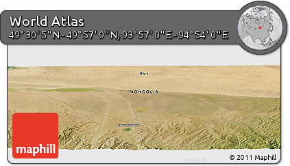 Satellite Panoramic Map of the Area around 49° 43' 37" N, 94° 25' 30" E