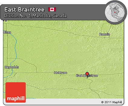 Physical Panoramic Map of East Braintree