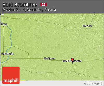 Physical Panoramic Map of East Braintree