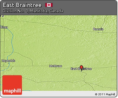Physical Panoramic Map of East Braintree