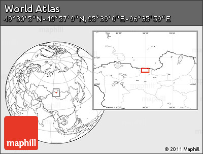 Blank Location Map of the Area around 49° 43' 37" N, 96° 7' 30" E