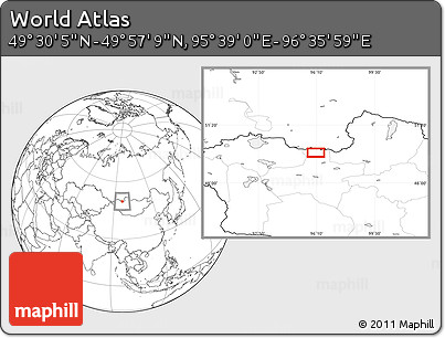 Blank Location Map of the Area around 49° 43' 37" N, 96° 7' 30" E