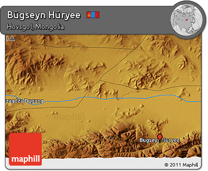 Physical 3D Map of Bügseyn Hüryee
