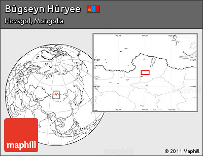 Blank Location Map of Bügseyn Hüryee