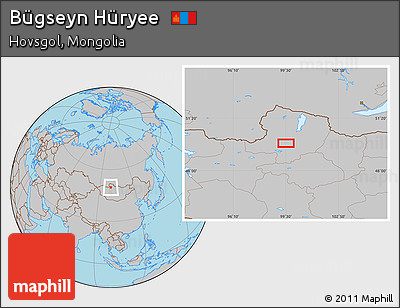 Gray Location Map of Bügseyn Hüryee