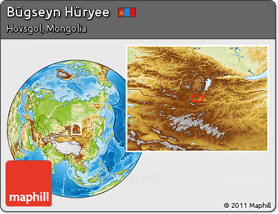 Physical Location Map of Bügseyn Hüryee