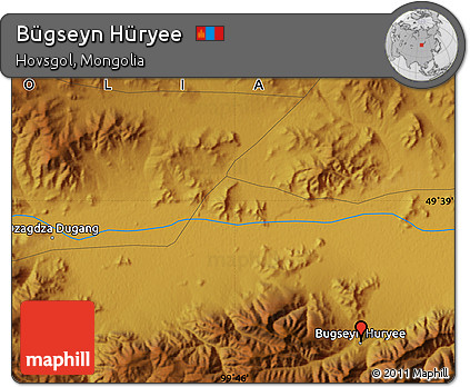 Physical Map of Bügseyn Hüryee