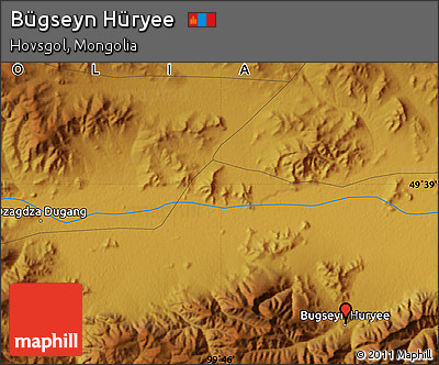 Physical Map of Bügseyn Hüryee