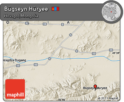 Shaded Relief Map of Bügseyn Hüryee