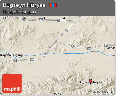 Shaded Relief Map of Bügseyn Hüryee