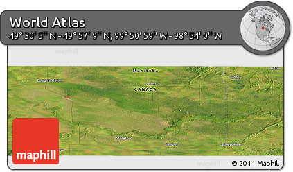 Satellite Panoramic Map of the Area around 49° 43' 37" N, 99° 22' 30" W