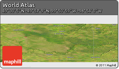 Satellite Panoramic Map of the Area around 49° 43' 37" N, 99° 22' 30" W