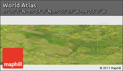 Satellite Panoramic Map of the Area around 49° 43' 37" N, 99° 22' 30" W