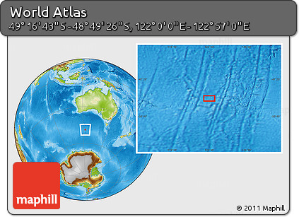 Physical Location Map of the Area around 49° 3' 5" S, 122° 28' 29" E